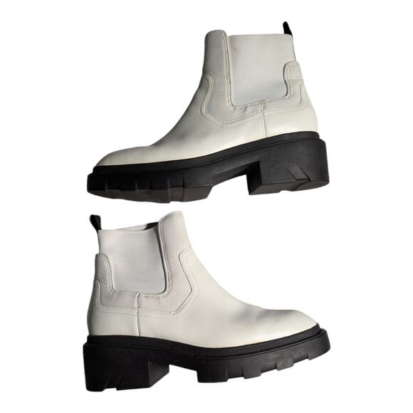 Ash Mastro White Leather Retro Chunky Lug Sole Chelsea Ankle Boots Sz 40 9.5 - Picture 1 of 5